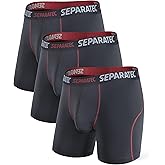 Separatec Mens Underwear with Pouch for balls Anti Chafing Underwear Men Athletic Sport Performance Long Boxer Briefs 3 Pack