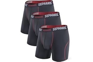 Separatec Mens Underwear with Pouch for balls Anti Chafing Underwear Men Athletic Sport Performance Long Boxer Briefs 3 Pack