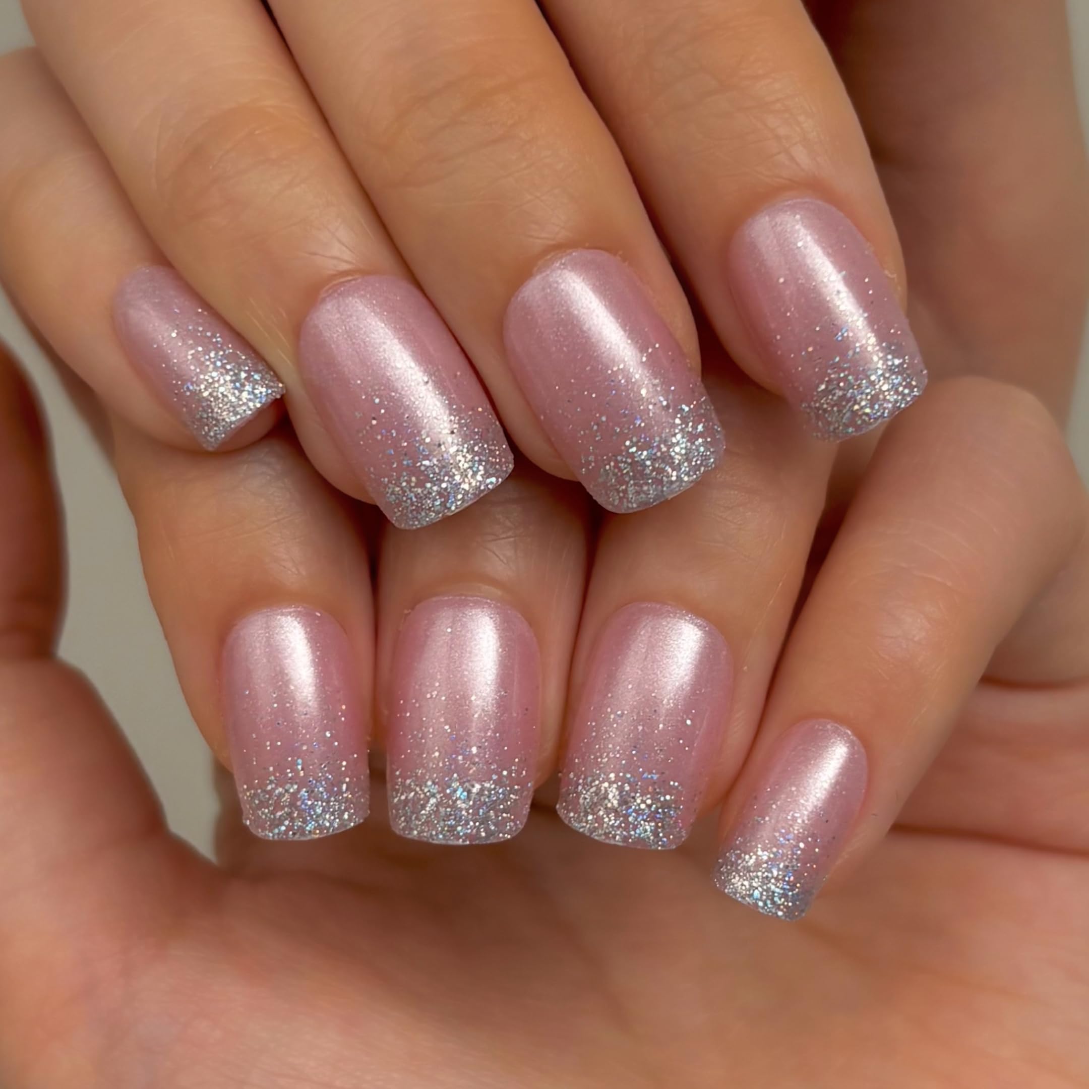 Curvlife 24 Pcs Press on Nails Acrylic Fake Nails with Design Full Cover False Nails for Women Reusable Nail Kit with Nail Glue Adhesive Tabs Nail File (azure pink, 30pcs) - Image 2