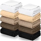 Panitay 10 Pcs Fleece Throw Blanket Bulk 50 x 60 Inches Cozy Fuzzy Flannel Plush Soft Blankets for Sofa, Couch Bed Warm Throws for Wedding Homeless Christmas Party Gift(Brown Series)