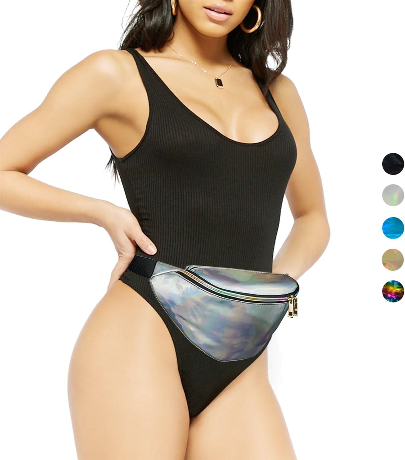 Shiny Hologram Fanny Pack Upgraded, Laser Fashion Travel Bag Wasit Pack for Women Girls, Rave, Festival, Party
