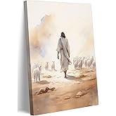 Jesus Sheep Canvas Wall Art Jesus Christ The Good Shepherd Wall Decor Picture He left 99 sheep Christianity Postre Print for Church Living Room Bedroom Prayer Room Painting Artwork Home Decoration