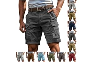 JiXiang Men Cargo Shorts with Pockets Casual Knee Length Lightweight Shorts Stretch Outdoor Hiking Travel Work Short Pants
