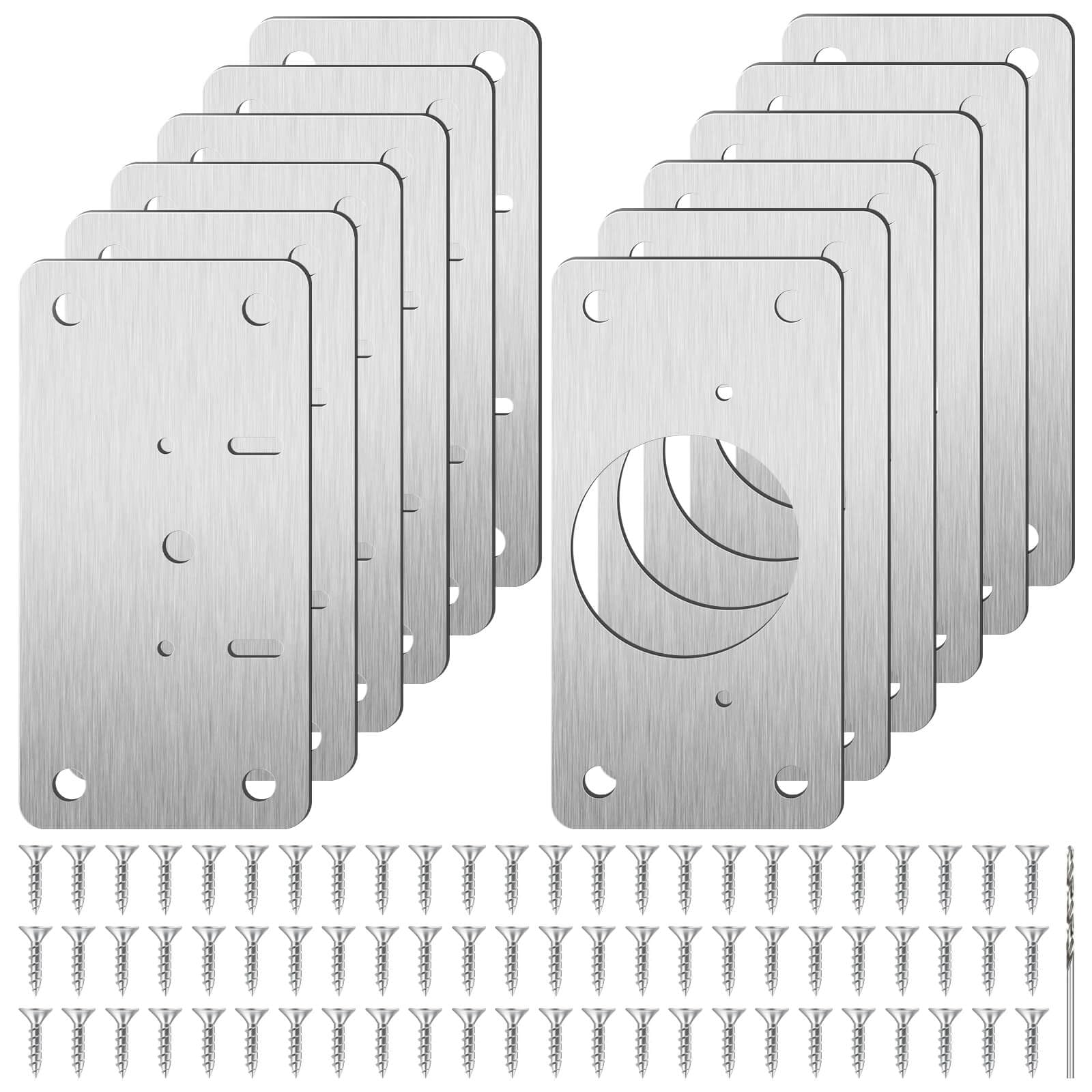 selizo Hinge Repair Plate, 12PCS Cabinet Hinge Repair Plate with Screws, Kitchen Door Hinges Repaisr Plates, Stainless Steel Hinges Repairs Kit for Kitchen Cupboard Wardrobe