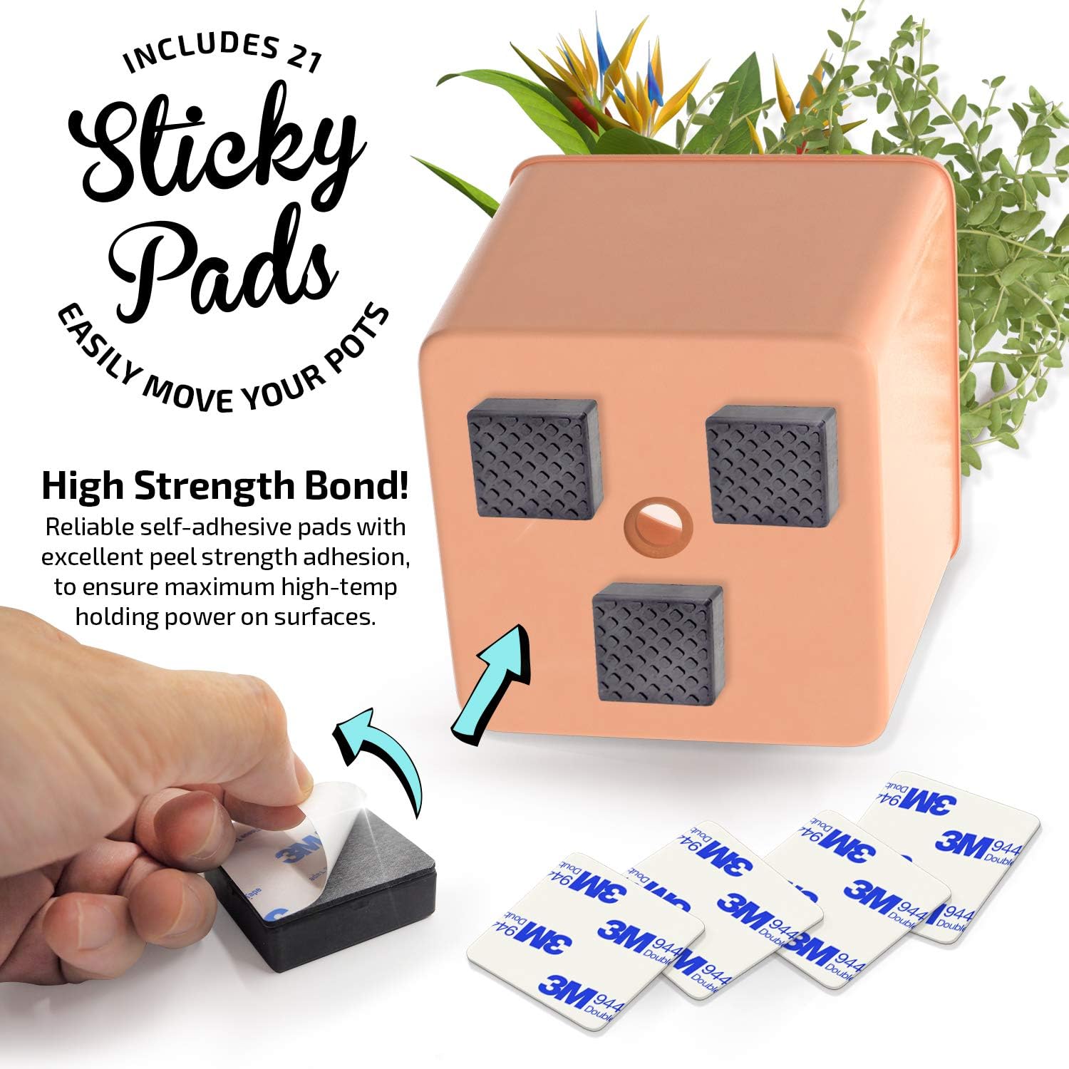 The Garden Gecko Invisible Pot feet for outdoor plant pots and flowers solid rubber risers with a custom non-slip square surface grip - Image 5