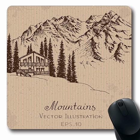 Amazon Com Ahawoso Mousepads Pen Brown Cabin House Mountains
