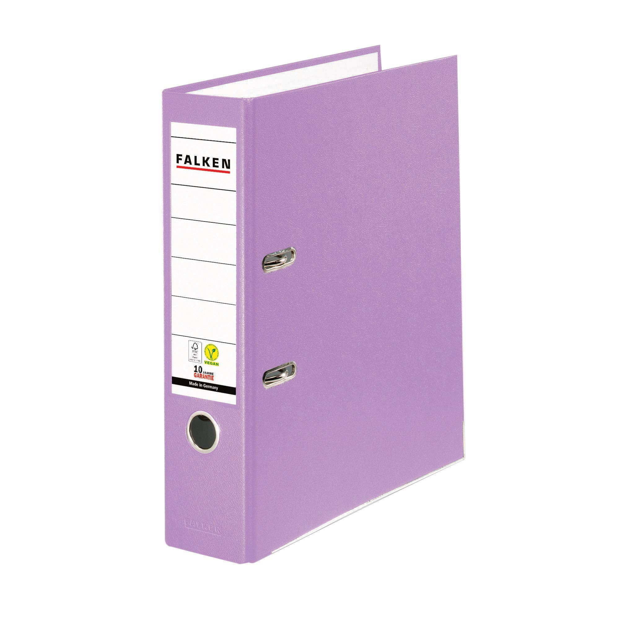 Original Falken PP-Color plastic files. Made in Germany. 8 cm wide DIN A4 lilac ring binder vegan file folder letter folder office folder plastic folder slotted folder