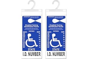 LotFancy Handicap Placard Holder, Ultra Transparent Disabled Parking Permit Protector Sleeve, 2Pcs Handicapped Placard Cover for Auto, with Large Hook
