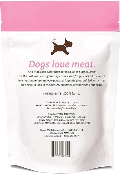 SOJOS SIMPLY LAMB FREEZE-DRIED DOG TREATS, 4 OZ