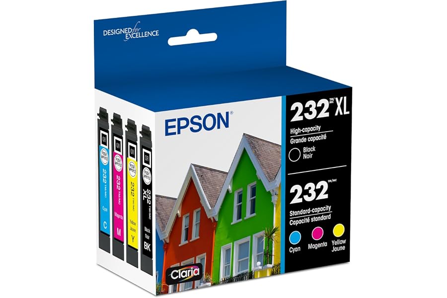 Epson 232 Claria Ink High Capacity Black & Standard Color Cartridge Combo Pack (T232XL-BCS) Works with Workforce WF-2930, 2950 and Expression XP-4200, 4205