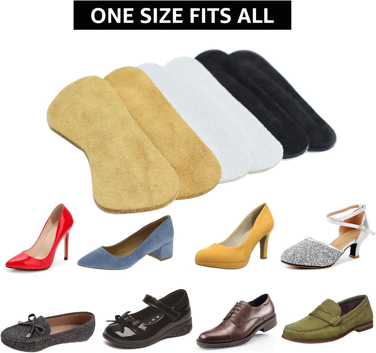 VIPbuy 6 works Thick Heel Grips Pads Suede Leather Heel Cushions Liners Inserts Non-Slip Self-Adhesive Shoe Insoles for Men Women Shoes Too Big Preventing Heel Rubbing Blister - Image 5