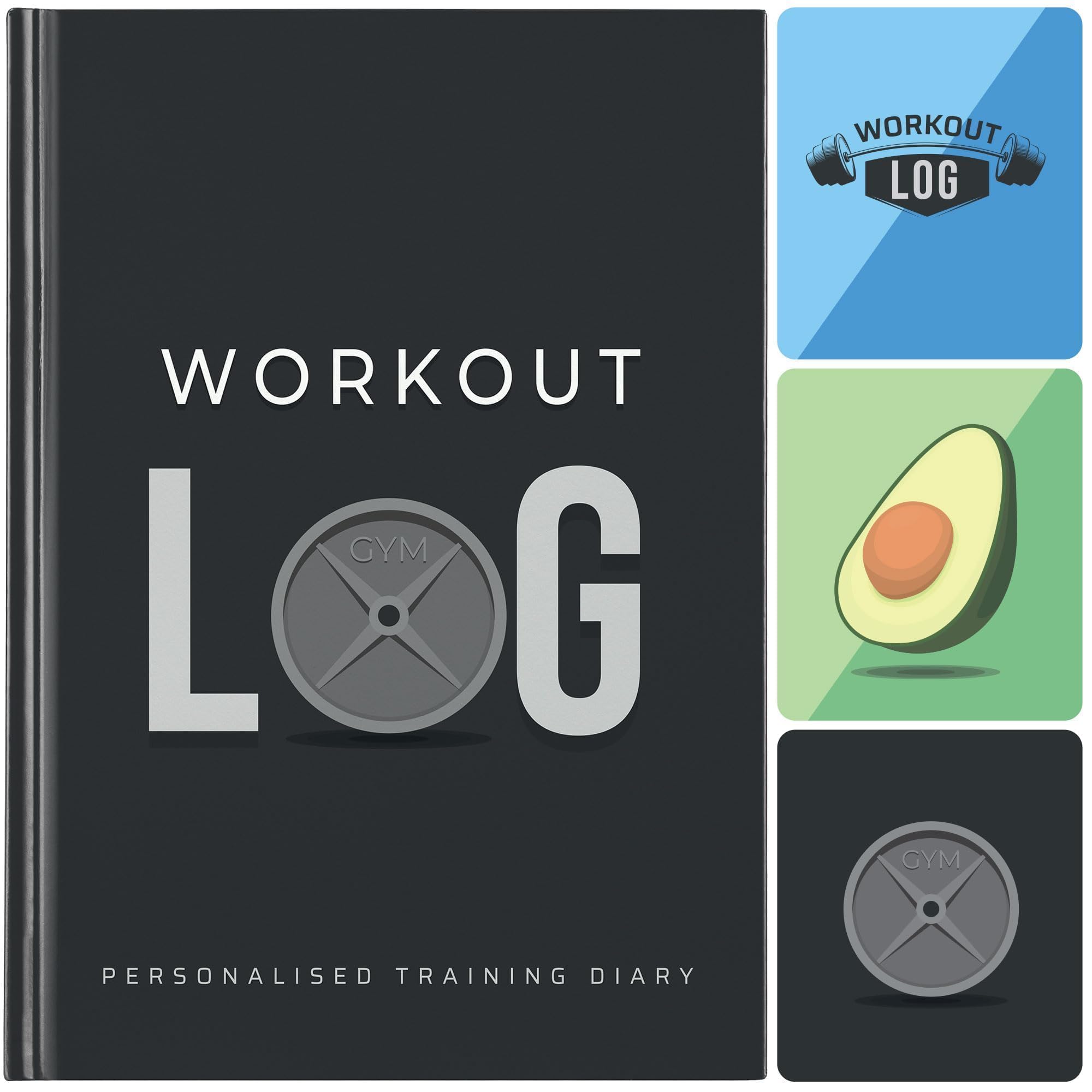 Workout Planner for Daily Fitness Tracking & Goals Setting (A5 Size, 6” x 8”, Charcoal Grey), Men & Women Home & Gym Training Diary w/Hardcover, Log Book Journal for Weight Loss by Workout Log Gym