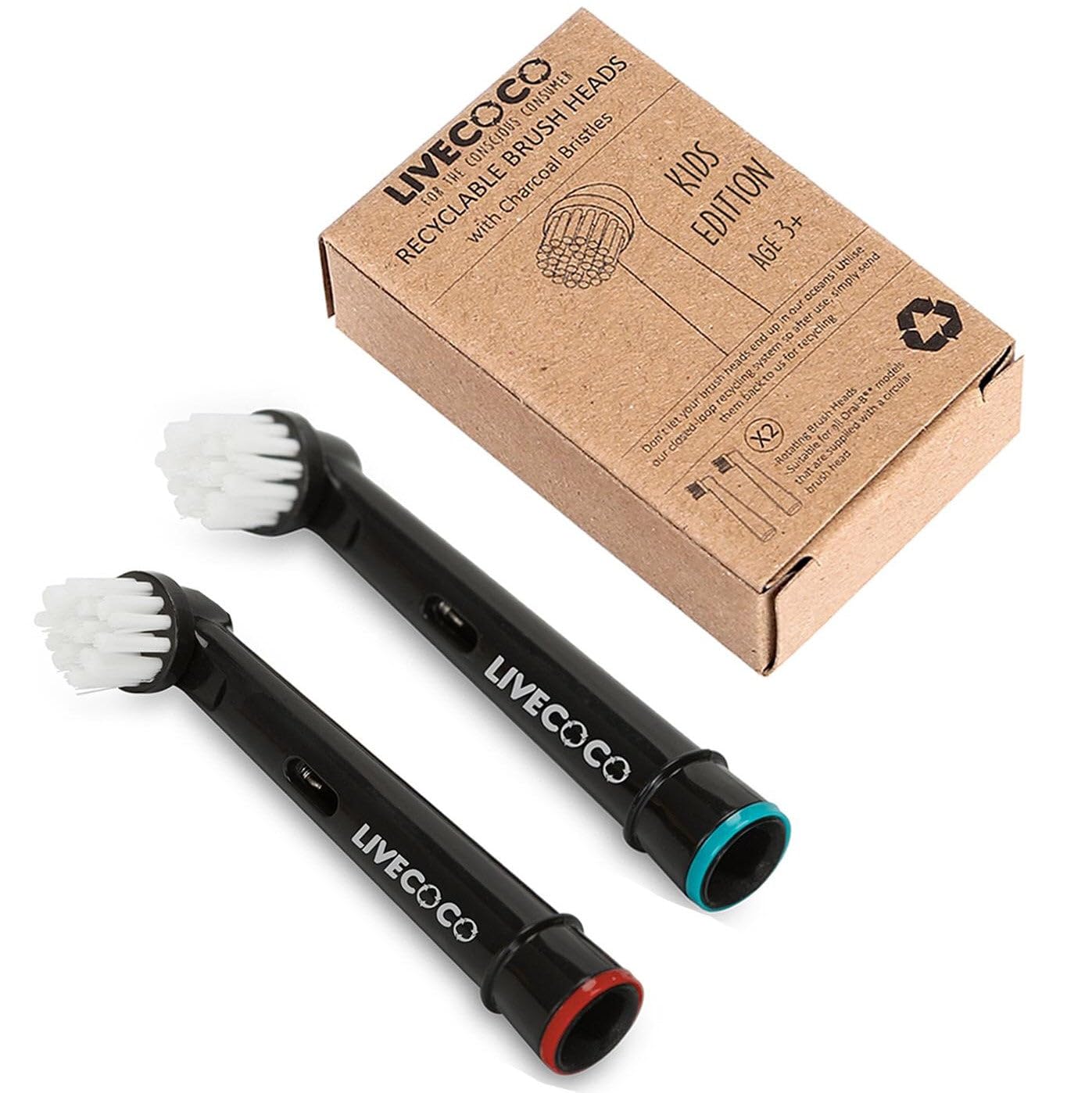 LiveCoco Recyclable Oral-B Compatible Toothbrush Heads for Kids - UK Based Eco Friendly Small Business - Junior Brush Heads