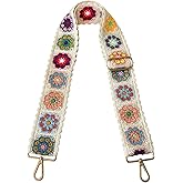 TCOMVEZ Purse Straps Replacement Crossbody for Handbags Crochet Flower Women Adjustable Bag Strap 2 inch Wide