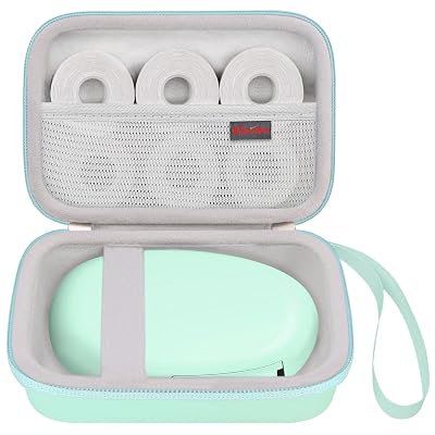 Elonbo Carrying Case for SUPVAN E10 Bluetooth Label Maker Machine, Portable Mini Thermal Label Printer Storage Holder, Wireless Small Handheld Sticker Maker Travel Bag, Pocket Fits Paper, Green