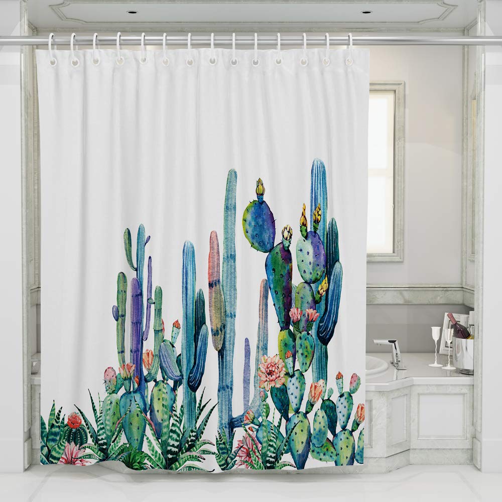 BQEE Shower Curtain Durable Fabric Bath Curtain Waterproof Odorless for Bathroom Machine Washable (succulent plants 3)