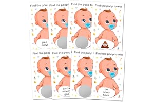 RokAPary Baby Shower Boy Scratch Off Poop Game, Easy to Play Silly Games, Funny Idea, Ice Breaker Activity. Raffle Cards, Blue Pacifier, Set of 40 Cards Made in USA