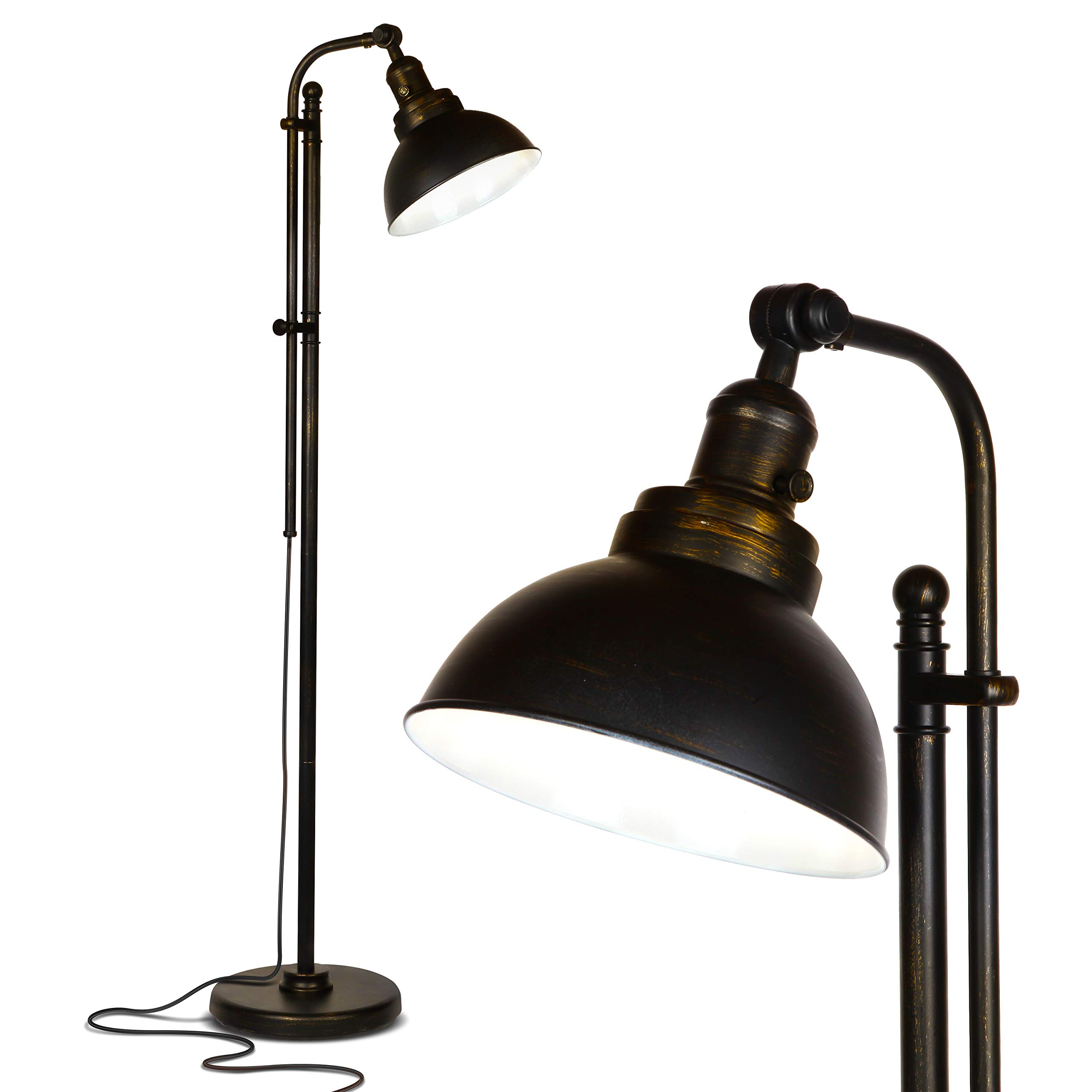 Photo 1 of Brightech Dylan Industrial Floor Lamp for Living Rooms & Offices, Bright LED Light – Charming Farmhouse Standing Lamp, Adjustable Head Reading for Bedroom, Stunning Living Room Decor