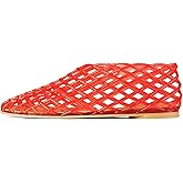 GTBINGGO Pink Jelly Mesh Ballet Flats for Women Adult Clear Hollow Jelly Sandals Closed Toe Beach Ballerina Jellies Shoes Comfortable Fishnet Ballerina Flats