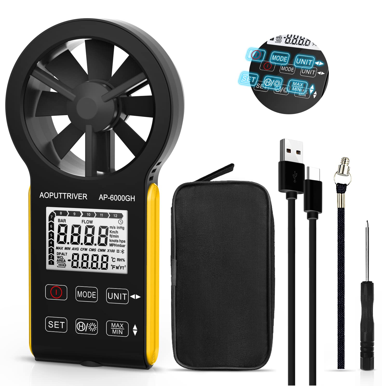 Mua Rechargeable Anemometer, HVAC Anemometer Waterproof Anemometer with