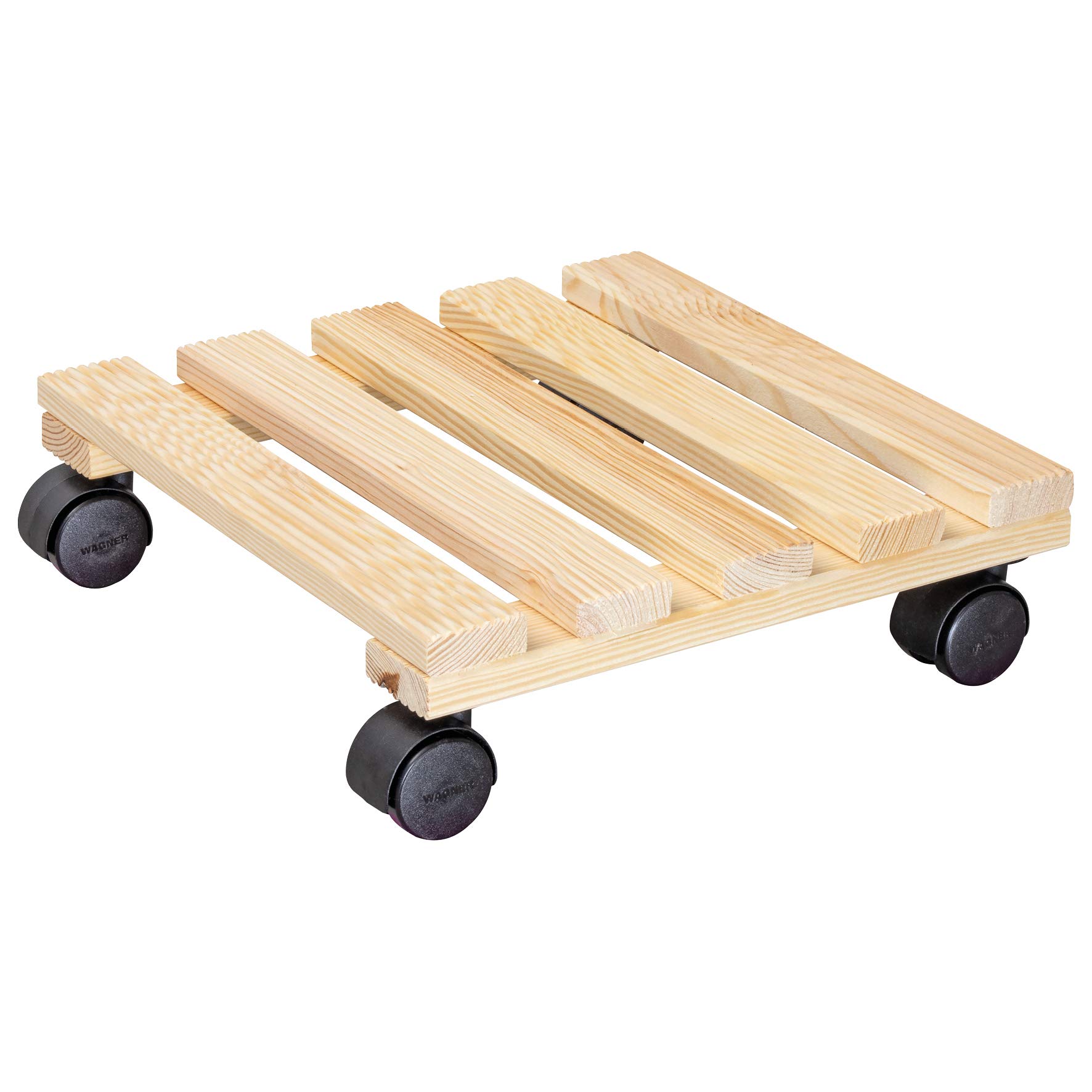WAGNER Plant trolley COUNTRY 29 x 29 x 8 cm I For indoor use | Non-slip rolling board | Trolley made of FSC®-certificated solid wood, nature | Load capacity 100 kg | Made in EU - 20019401