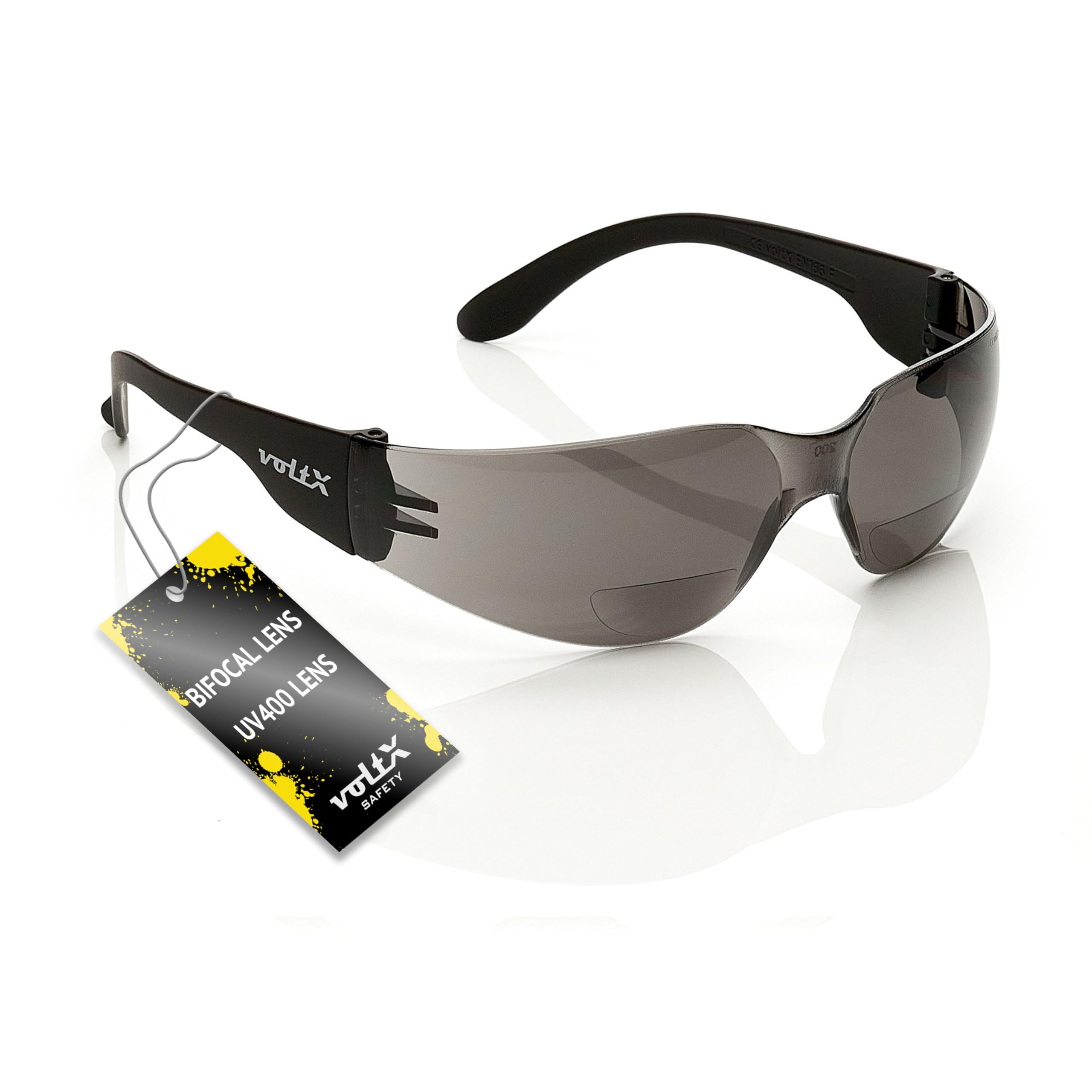 voltX GRAFTER Bifocal Lightweight Reading Safety Glasses (SMOKE LENS +3.0 Dioptre) Cycling Sports Glasses UKCA & CE EN166f UV400 anti fog coated lens