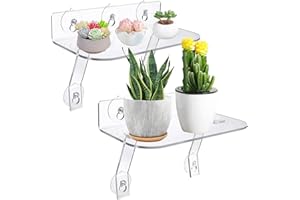 GREANER 2 Pack Acrylic Suction Cup Shelf, 12x6 Inches Clear Window Shelves, Windowsill Extender for Plants, Window Ledge Extender for Indoor Outdoor, Wall, Room, Kitchen, Office, Living, Bedroom