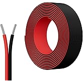 PAUTIX 65.6ft/20M Extension Cable Wire Cord,22AWG 2-pin Wire Cord for Single Color LED Strip Lights,COB/2835 Tape Lights,5V 12V 24V Low Voltage Extension, Black and Red