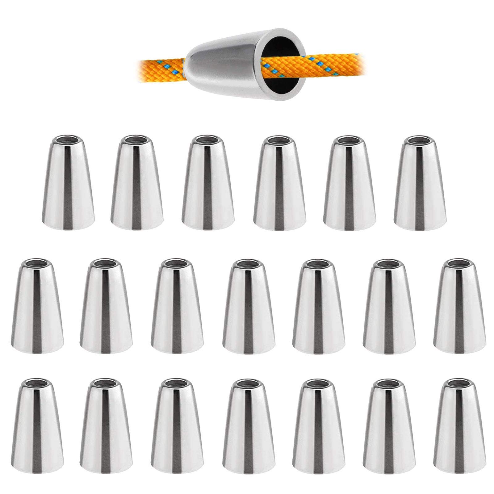 YCZCHE14 Cord Locks [20 Pcs] Metal Buckle for Lanyard, Clothing, Backpack, Sportswear, Paracord, Silver