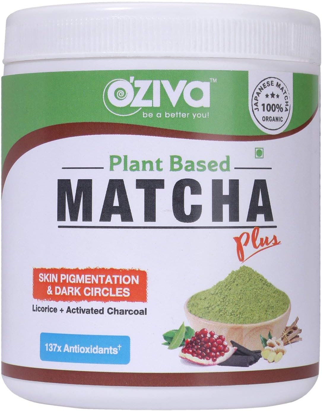 Matcha Plus (Organic Matcha, Licorice, Activated Charcoal) for Skin Pigmentation & Dark Circles, 50 g