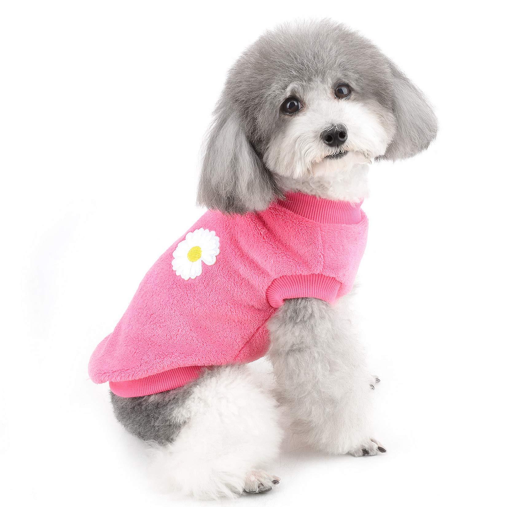 ZUNEA Small Dog Jumper Winter Warm Fleece Jacket Coat Puppy Clothes Soft Comfortable Velvet Sweater Pet Pullover Apparel Christmas Chihuahua Clothing for Dogs Girls Hotpink XXL