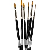 Trekell Golden Taklon Acrylic Paint Brush Set - Assorted Professional Paint Brushes for Oil Paint, Watercolor, and Gouache - 10" Brush Handles, 6 Piece Set