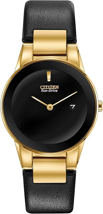 Reloj de pulsera Citizen Eco-Drive Axiom dorado con correa de piel negra GA1052-04E