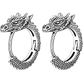 ChainsHouse Dragon Hoop Earrings for Men, Stainless Steel/14K Gold/Black Punk Rock Earrings Hypoallergenic Lightweight Stud Earrings Huggie Hoop Earrings Mens Jewelry Gift
