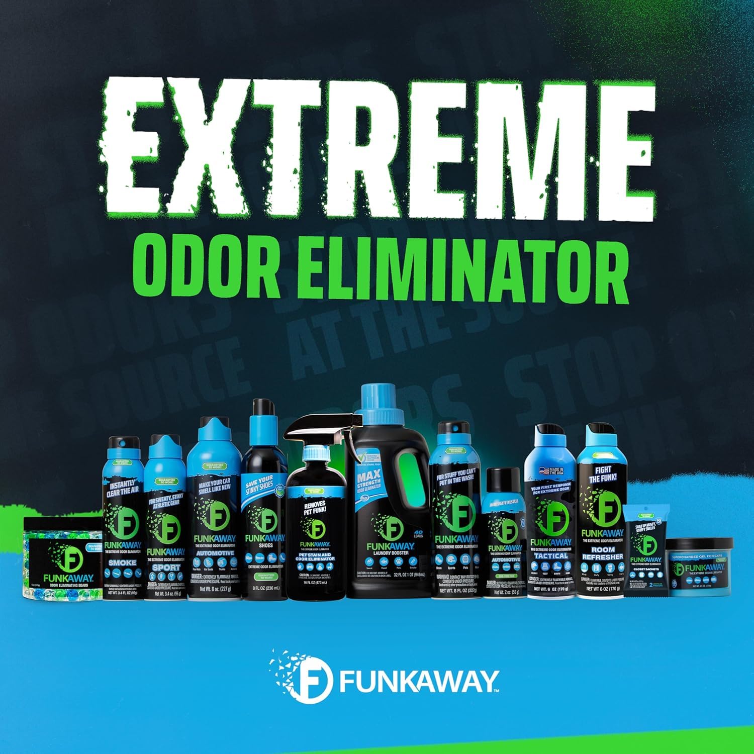 FunkAway Laundry Detergent Booster, 32 oz., Eliminates Extreme Trapped-In Odors and Stains from Activewear, Sports Uniforms, Pet Bedding, Towels and Bed Linens