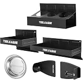 TOOLEAGUE 5Pcs Magnetic Toolbox Shelf, Tray and Holder Set | 2 Trays, Can Caddy &amp; Screwdriver Holder, Paper Towel, 4" Diameter Round Magnetic Parts Bowl for Tool Organization and Storage