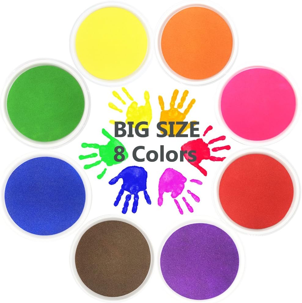 Stamp Ink Pad NISHLEY Ink Pad Stamps Big Size Stamp Pad Water-Soluble 8 Colors for Rubber Stamp DIY Scrapbooking Finger Paint-Pack of 8