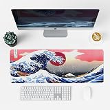 EFISH Kanagawa Surfing Mouse Pad Extended XL 31.5 x 11.8 x 0.12 in stitched view 2