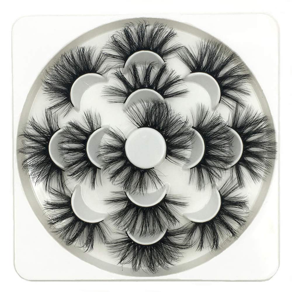 OCHILIMA 25mm Lashes Handmade Strip Eyelashes Dramatic Long Soft Wispy 6D 8D False Eyelashes for Women Bold Makeup 7 Pairs (8D 25mm Lashes)