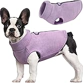 Idepet Dog Fleece Vest Sweater Zip Up Warm Pullover Dogs Jacket with D-Ring Leash Winter Cold Weater Coat Pet Sweatershirt Clothes Hoodie for Small Medium Dogs Boy Girl (Purple, S)
