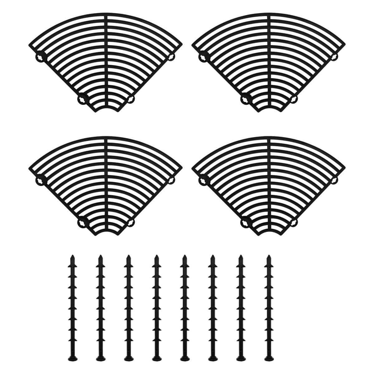 VOANZO 3 Pack Plant Pot Cover, 11.8'' Plastic Indoor Plant Pot Protector Cuttable Plant Pot Grid with 24 Stakes, Flower Pot Cover Plant Pot Soil Cover, Cat Digging Stopper (Black)