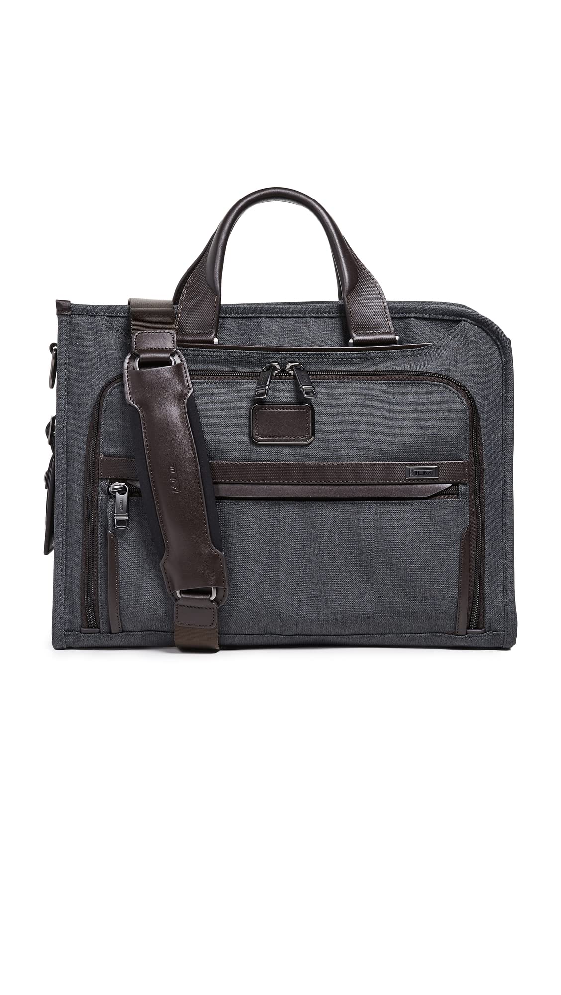 TUMI - Alpha Slim Deluxe Portfolio - Men's Compact Travel & Office Briefcase - Laptop and Tablet Bag - Anthracite