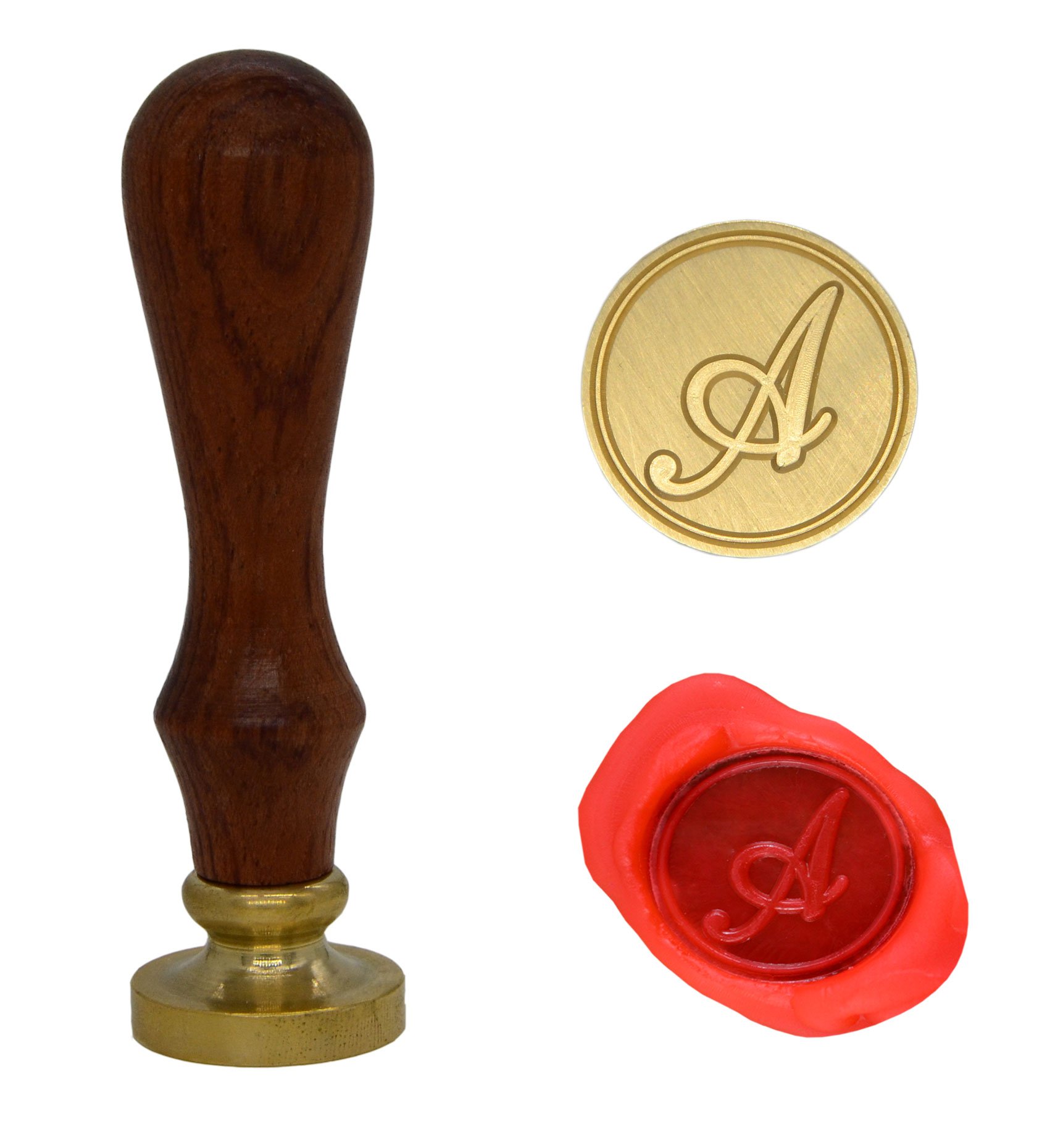 Wax Seal Stamp Sealing Wax Classic Initial Alphabet Retro Wood Z001 (A)