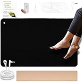 Grounding Mat, 24"x16" Grounding Pad for Desk Versatile Ground Therapy Balanced Energy Overall Wellbeing Earthing Mat for Better Sleep, Pain Relief, with 15 Foot Anti-Tangle Wire
