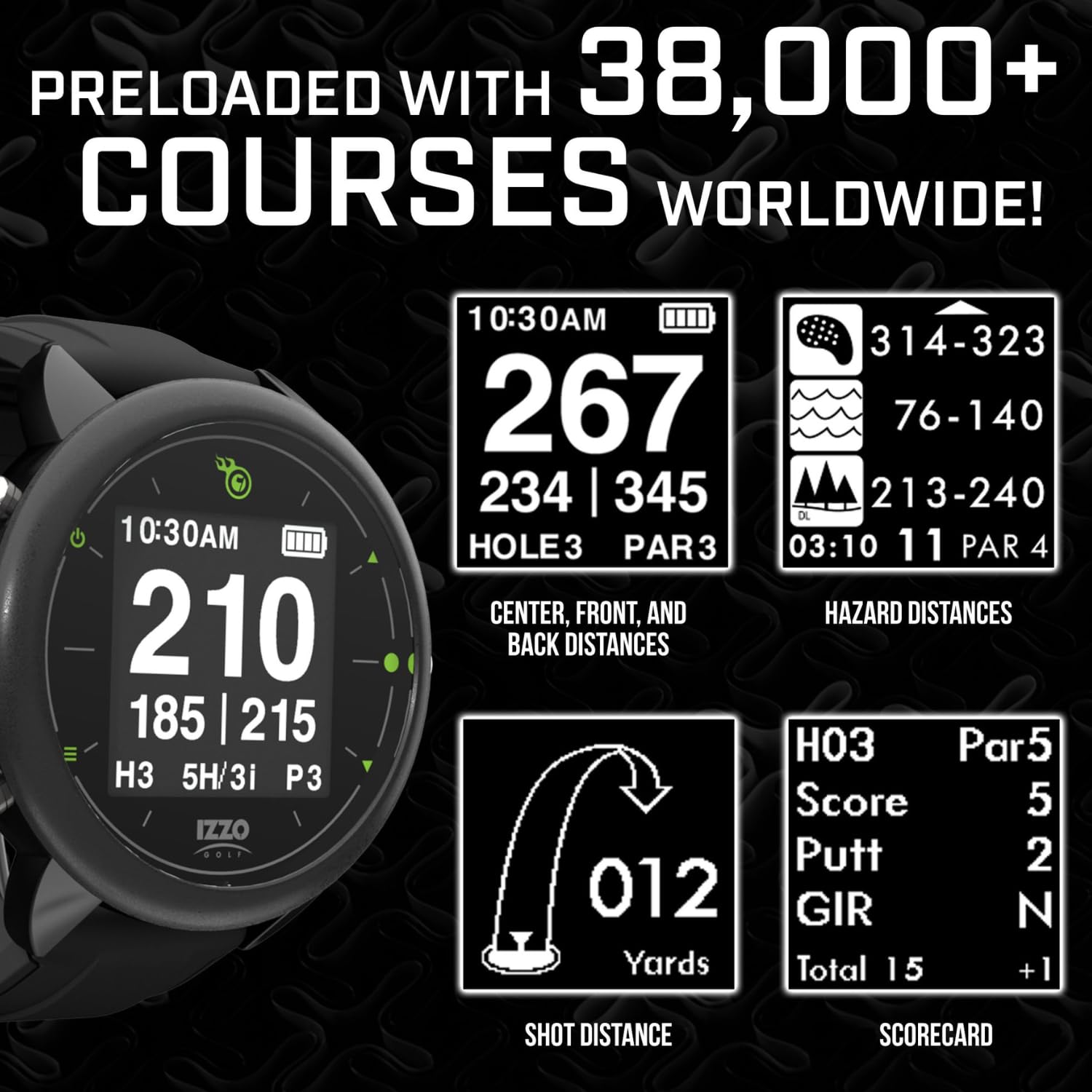 Izzo Golf Swami Golf GPS Watch with Personalized Club Suggestions