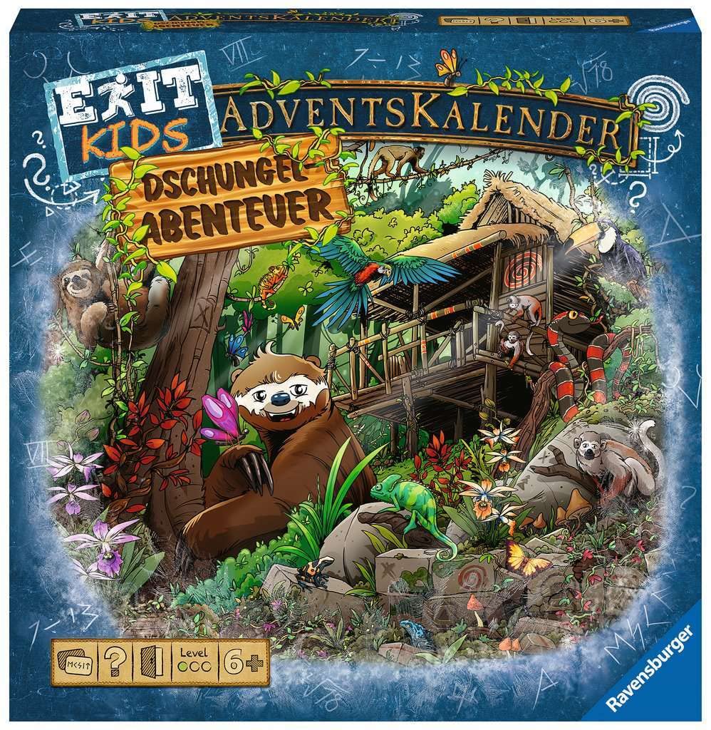 Ravensburger 18957 - EXIT Advent Calendar Kids - Jungle Adventure - 24 Puzzles for EXIT Enthusiasts from 6 Years
