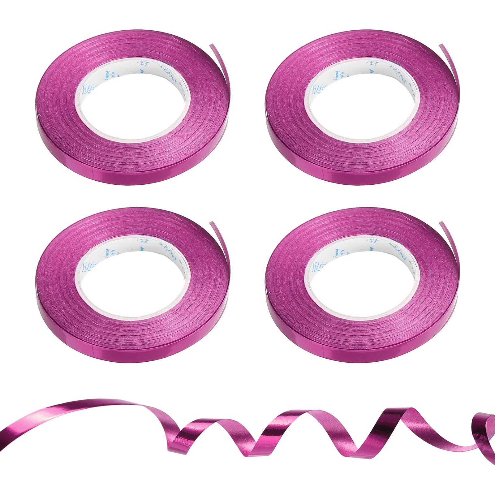 PATIKIL 4pcs Curling Ribbon Crimped Balloon String Shiny Metallic 5mm 10m Iridescent for Party Decoration Gift Wrapping Crafts Rose Red — image 1