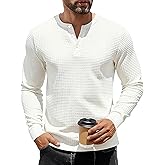 TAFLE Men's Henley Shirts Long Sleeve Casual Waffle T-Shirts Button Pullover Sweaters Tee Shirt