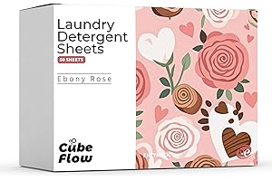 CUBEFLOW Laundry Detergent Sheets, Ebony Rose Scent - 100 Loads | 72-hour long lasting fragrance, Eco Friendly Sheets | Pre-Measured, Liquidless for Deep Clean | Hypoallergenic (Ebony Rose)