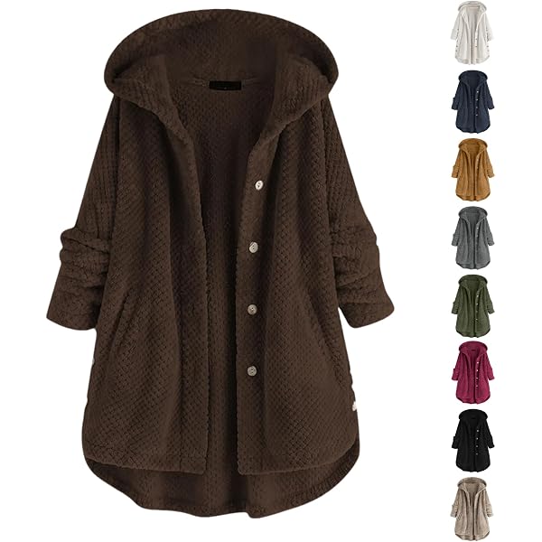 Blouson Polaire Femme Mi-Saison - Avec Capuche Et Poche Zippée - Coupe Ample Et Confortable - Pour Automne/Hiver, Loisirs, Plein Air